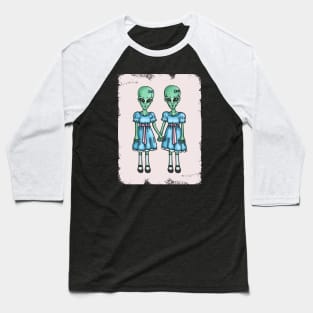 Creepy Alien Twins Baseball T-Shirt